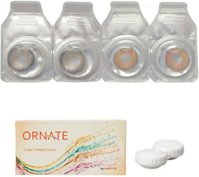 

ORNATE Grey & Honey Colored Contact Lens 2 Pair with case (0 Power) Monthly Contact Lens(0, Grey, Honey, Pack of 3)