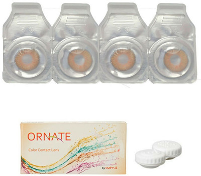 

ORNATE Honey Colored Contact Lens 2 Pair with case (0 Power) Monthly Contact Lens(0, Honey, Pack of 3)