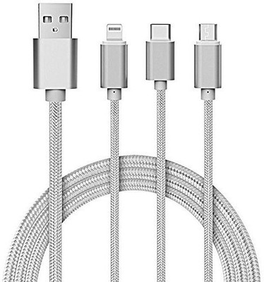 

Eyuvaa 3 in 1 Multi function for Micro USB, 8 Pin Lightning and Type C Smartphones Data Sync & Charging USB Cable(White)