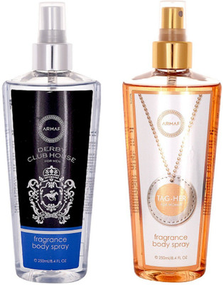 

Armaf Derby club house for men 250ml + Tag her for women 250ml Body Mist - For Men & Women(500 ml, Pack of 2)