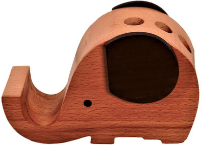 Purpledip 4 Compartments Wooden Mobile Holder(Brown)