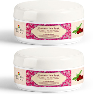

Regnent Shine Exfoliating Face Scrub With Nature Plant Derived Actives Containing Aloe Vera & Rose Scrub (100 g) Pack of 2(200 ml)