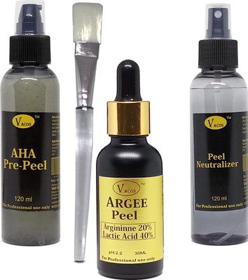 

VACOS Argee Peel Argininne 20% Lactic Acid 40% 30 ml with Pre Peel Neutralizer Brush Chemical Peel Skin Peeling(30 ml)