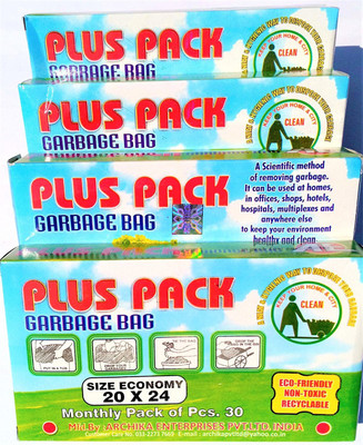 

Neha Plus Pack Biodegradable Garbage Bags (Medium) Size 20 inch x 24 inch 4 Pack (120 BAGS) Medium 20-25 L Garbage Bag(Pack of 120)