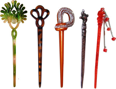 

9 LOVE Combo of Multi Color Juda Sticks Bun Stick(Multicolor)