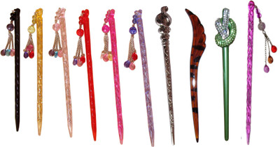 

KHOYA Combo of Multi Color Juda Sticks Bun Stick(Multicolor)
