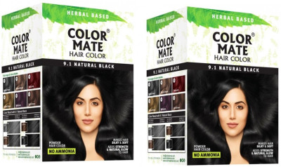 

Color Mate Herbal Based Hair Natural Black (Pack of 2) Hair Color(9.1 Natural Black)