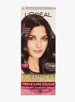

L'Oreal Paris Excellence Crème Hair Color, 3 Natural Darkest Brown Hair Color(3 Natural Darkest Brown)