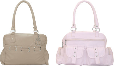 

Lady bar Shoulder Bag(White, Grey), Grey;white