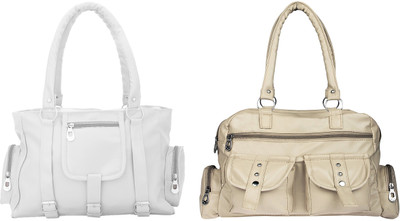 

Lady bar Shoulder Bag(Beige, White)