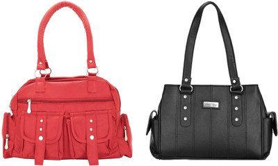 

Lady bar Shoulder Bag(Black, Pink)