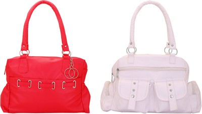 

Lady bar Shoulder Bag(White, Red), Red;white
