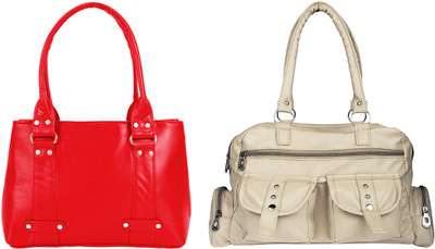 

Lady bar Shoulder Bag(Beige, Red)