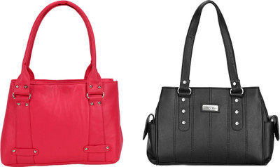 

Lady bar Shoulder Bag(Black, Pink)