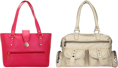 

Lady bar Shoulder Bag(Beige, Pink)