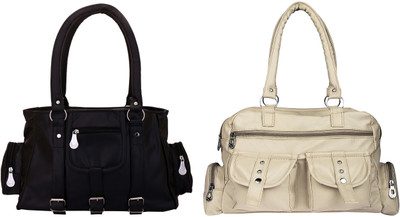 

Lady bar Shoulder Bag(Beige, Black)