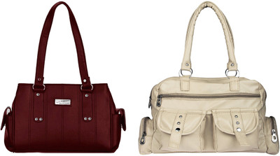 

Lady bar Shoulder Bag(Beige, Maroon)