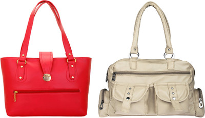 

Lady bar Shoulder Bag(Beige, Red)