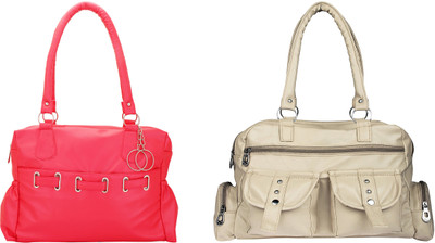 

Lady bar Shoulder Bag(Beige, Pink)