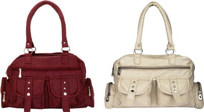 

Lady bar Shoulder Bag(Beige, Maroon)