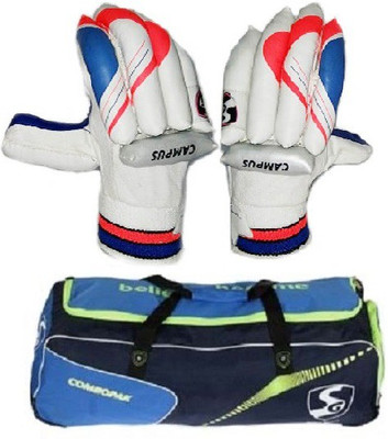 

SG Combo of two- one Cricket 'Combo pak' kit bag and one pair of 'Campus' Batting Gloves (Men, Right handed)- Cricket Kit