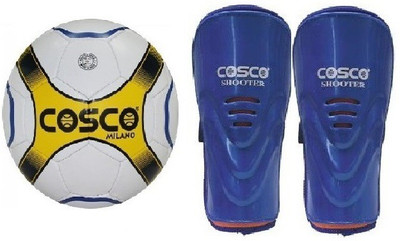 

Cosco Combo Of Two- One 'Milano' Football (Size-5) And One pair of 'Shooter' shin guard (Color On Availability)- Football Kit