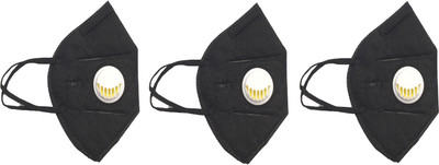 

Vritraz BlackMask-3 PM 2.5 N95 Anti Pollution Activated Carbon Dust Face Mask with Breathing Valve Mask