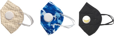 

Vritraz CreamBlueBlack-3 PM 2.5 N95 Anti Pollution Activated Carbon Dust Face Mask with Breathing Valve Mask