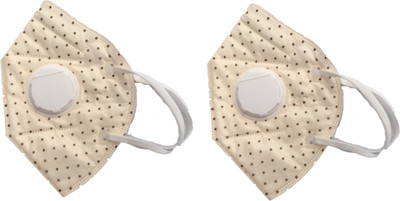 

Vritraz CreamMask-2 PM 2.5 N95 Anti Pollution Activated Carbon Dust Face Mask with Breathing Valve Mask