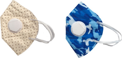 

Vritraz CreamBlue-2 PM 2.5 N95 Anti Pollution Activated Carbon Dust Face Mask with Breathing Valve Mask