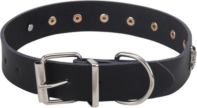

SRI Adjustable Dog Collar 1.1 Inch with Golden Cone Studs 58 cm Dog Strap Leash(Black)