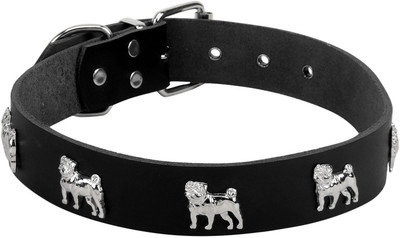 

SRI Adjustable Dog Collar With Dog Shape Metal Stud- 3 CM Dog Everyday Collar(, Black
