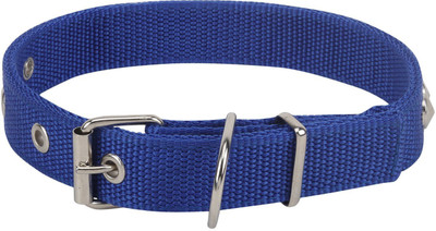 

SRI Adjustable Nylon Silk Dog Collar 1 Inch with Silver Spike Studs 20 cm Dog Strap Leash(Blue)