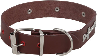 

SRI Adjustable Dog Collar 1.1 Inch with Silver Cone Studs & White Stone Cross 20 cm Dog Strap Leash(Brown)