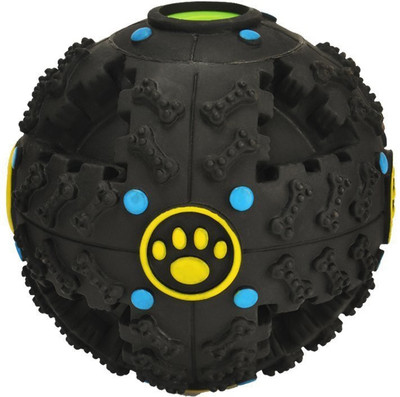 

Sri Squeaky Dog Toy Ball Feeding Food Dental Cleaning Training/Playing Interactive Tooth Care Treat IQ Zone (LARGE, BLACK) Plastic Ball For Dog & Cat