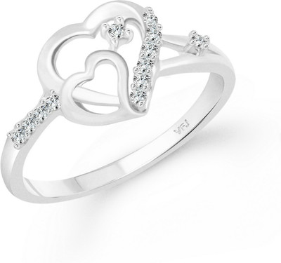 VIGHNAHARTA Cohesion Heart Alloy Cubic Zirconia Gold Plated Ring