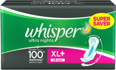 

Whisper Ultra Nights XL Plus Wings Sanitary Pad(Pack of 30)