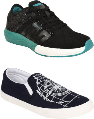 

Chevit Men's Combo Pack of 2 Casual & Sports Shoes (Loafers & Running Shoes) Casuals For Men(Multicolor, Black::blue