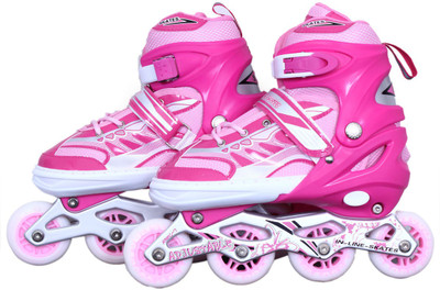 

Running shoe skate racer In-line Skates - Size 6-9 UK(Multicolor), White;pink