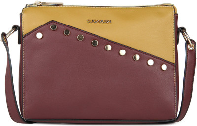 

SUGARUSH Girls Casual Yellow, Maroon PU Sling Bag, Maroon;yellow