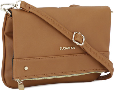 SUGARUSH Girls Casual Tan PU Sling Bag