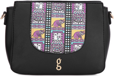 

Global Desi Women Casual Black PU Sling Bag