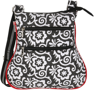 

Elitto Women Casual Black, White Cotton Sling Bag