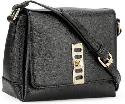 

SUGARUSH Women Casual Black PU Sling Bag