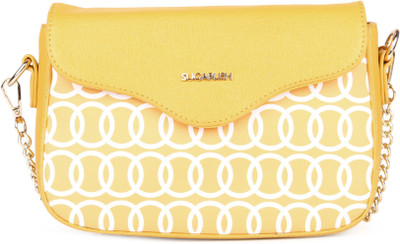 

SUGARUSH Girls Evening/Party Yellow PU Sling Bag