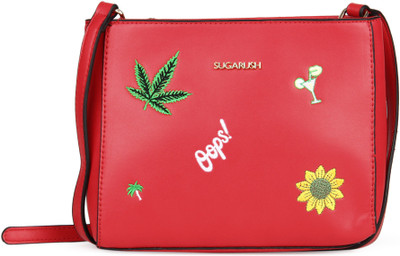 

SUGARUSH Women Casual Red PU Sling Bag