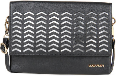 

SUGARUSH Girls Casual Black PU Sling Bag