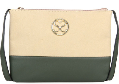 

SUGARUSH Girls Casual Beige, Green PU Sling Bag
