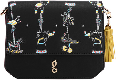 

Global Desi Women Casual Black PU Sling Bag