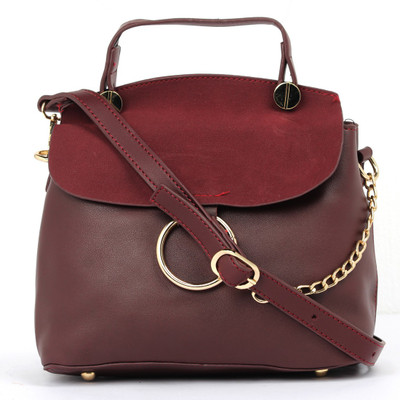 

Satchel Bags Women Casual Maroon PU Sling Bag